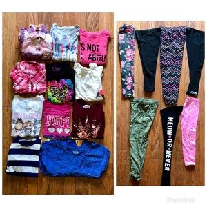 Girls 18 item pants/shirt bundle sized 7/8